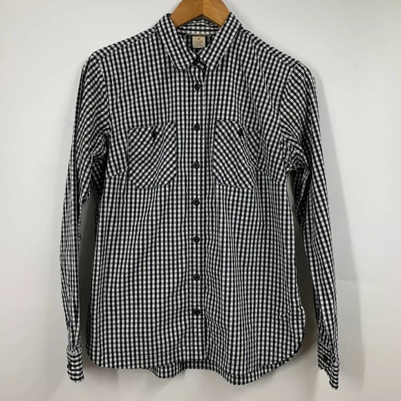 Duluth Trading Women's Checkered Cotton Long Sleeve Button Up Short Size M - Picture 1 of 10